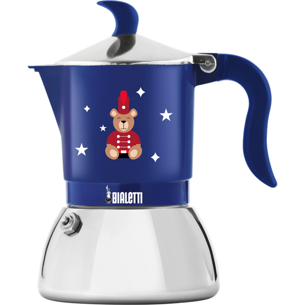 Bialetti Joyful Christmas Espressokocher Fiametta Induktion 4 Tassen blau